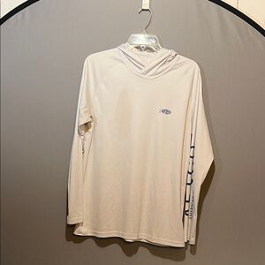 AFTCO White Long Sleeve Tee hoodie with Logo